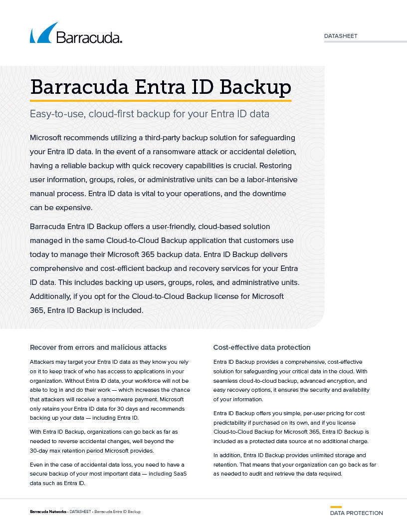 Download the Entra ID Backup Data Sheet